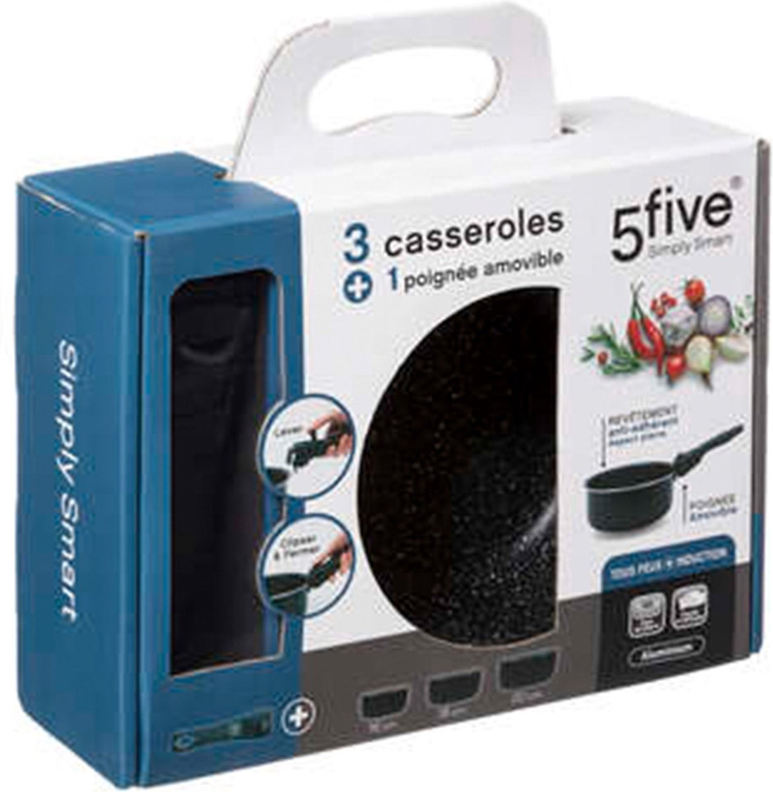 Saucepan / saucepan 3 pcs. - all hob types - aluminium - black - 16 / 18 / 20 cm