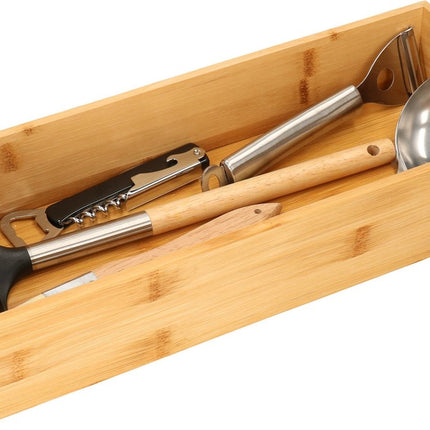 Lot de 2 boîtes à couverts/organisateurs de cuisine 1 compartiment Tidy Smart bambou 38 x 15 x 7 cm