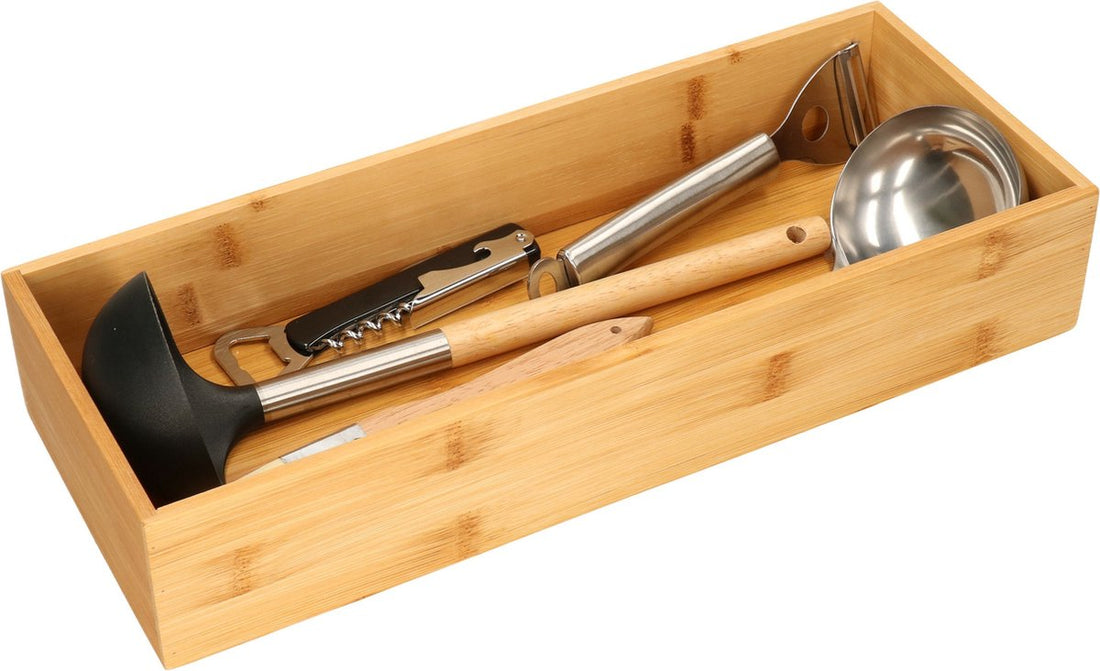 Set van 2 Besteckkästen / Küchenorganizer 1-Fach Tidy Smart Bambus 38 x 8 x 7 cm