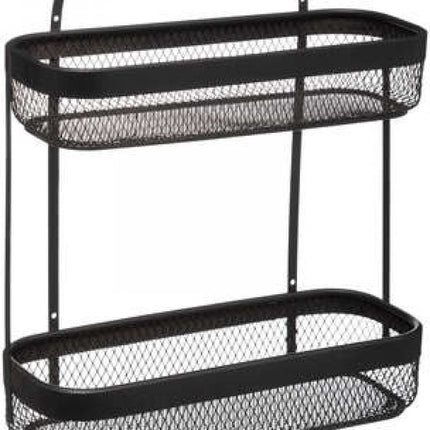 Étagère de cuisine noire pour tasses et épices