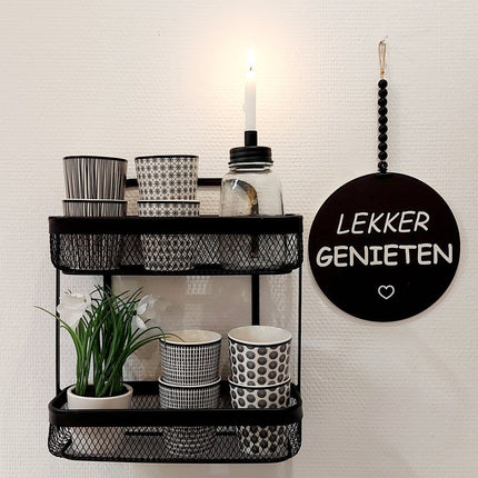 Étagère de cuisine noire pour tasses et épices