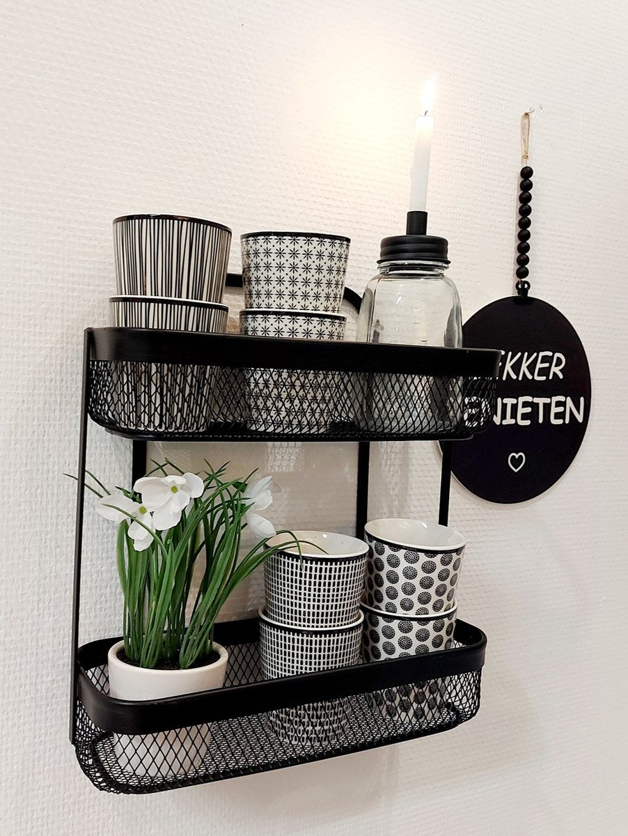 Stylingrek keuken zwart voor mokken en kruiden
