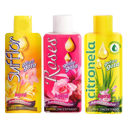 Pack Mix Gota Gota Désodorisants 3 pièces - Sufflor - Roses - Citronnelle