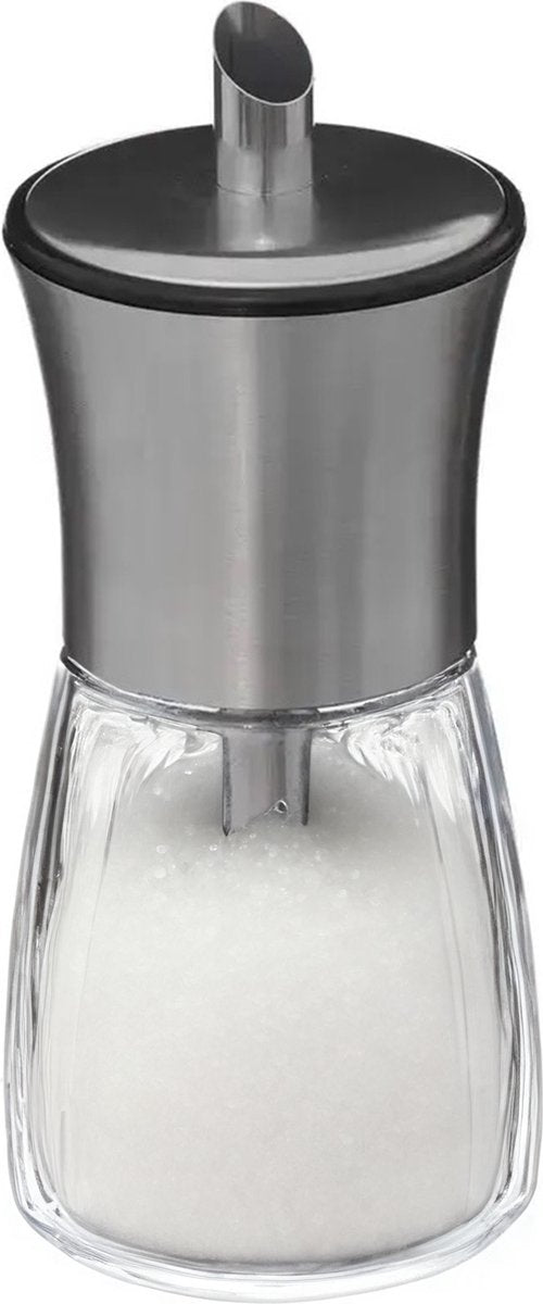 Zuckerdose Glas/Edelstahl Metall - transparent/silber - 16 cm