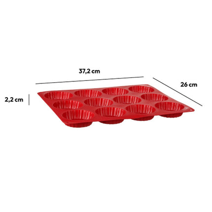 Moule à gâteau en silicone 37,2 x 26 x 2,2 cm pour 12 tartelettes