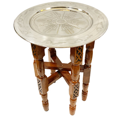 Piètement de table pliante en bois sculpté avec plateau