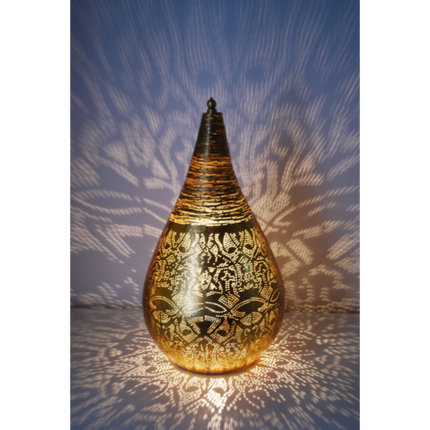 Lampe de table orientale style filigrane goutte - or vintage