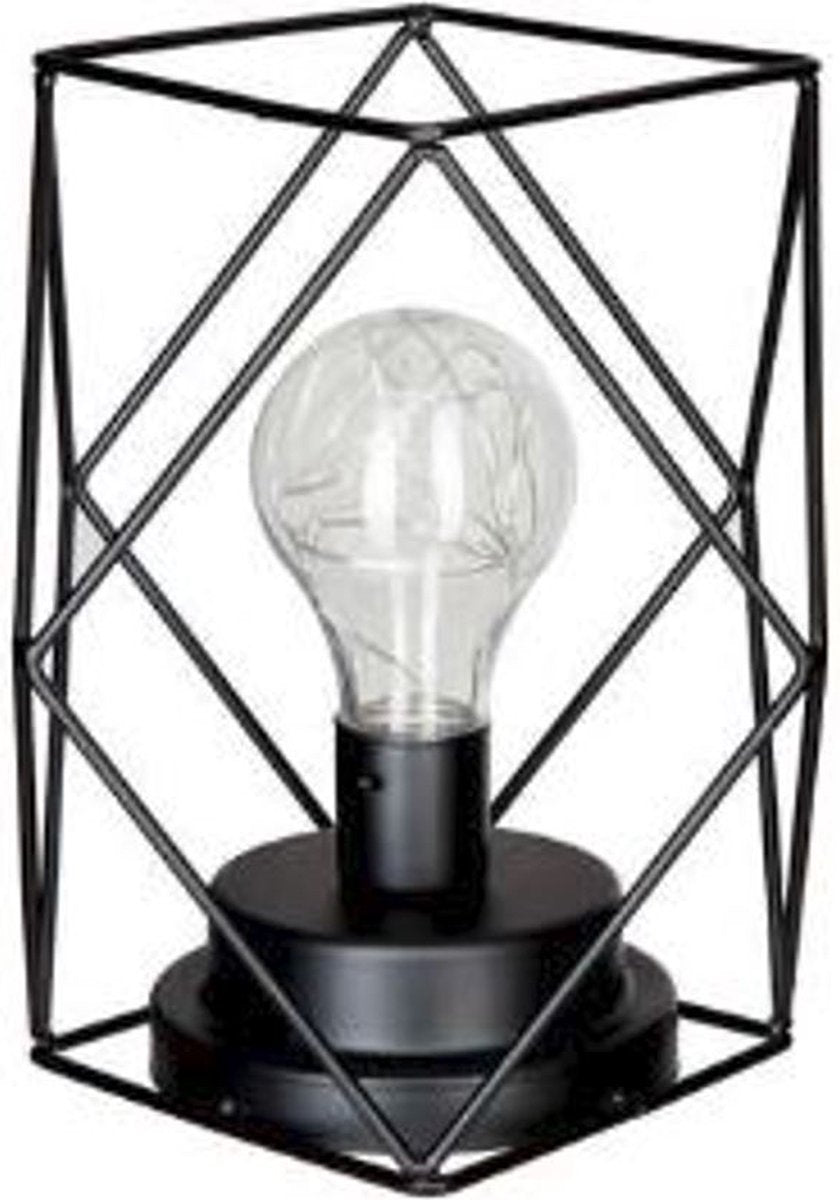Atmosphera LED tafellamp zwart – rechthoekig art deco model op batterijen