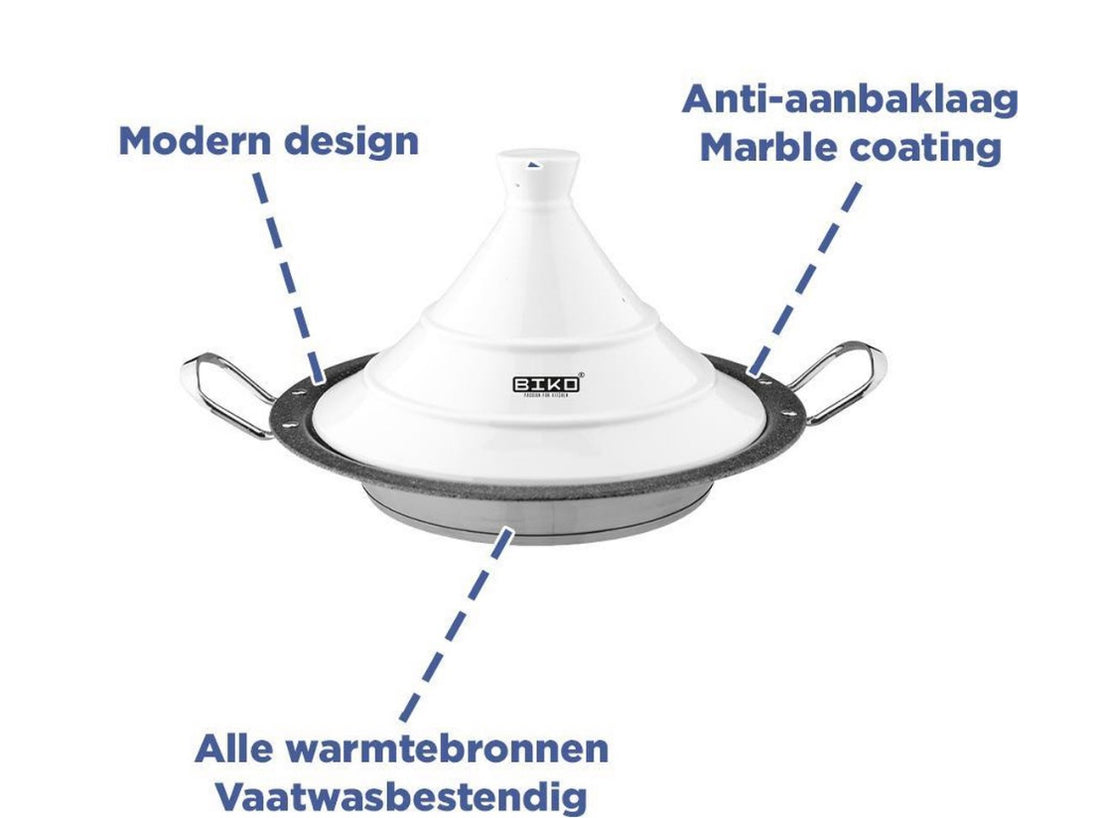 Tajine Fez - Marmercoating met anti-aanbaklaag - Tajine inductie Ø 34 cm