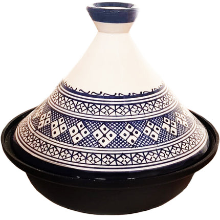 Cuilina | Tajine Fès Ø30cm - Induction – Céramique artisanale colorée – blanc/bleu