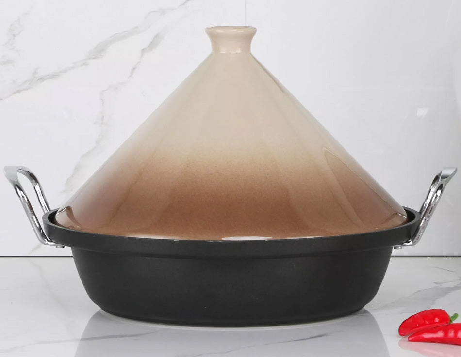 CUILINA | Earthenware and cast aluminium induction tagine | Handles | Suitable for 4-8 people - All heat sources | Ø 30cm