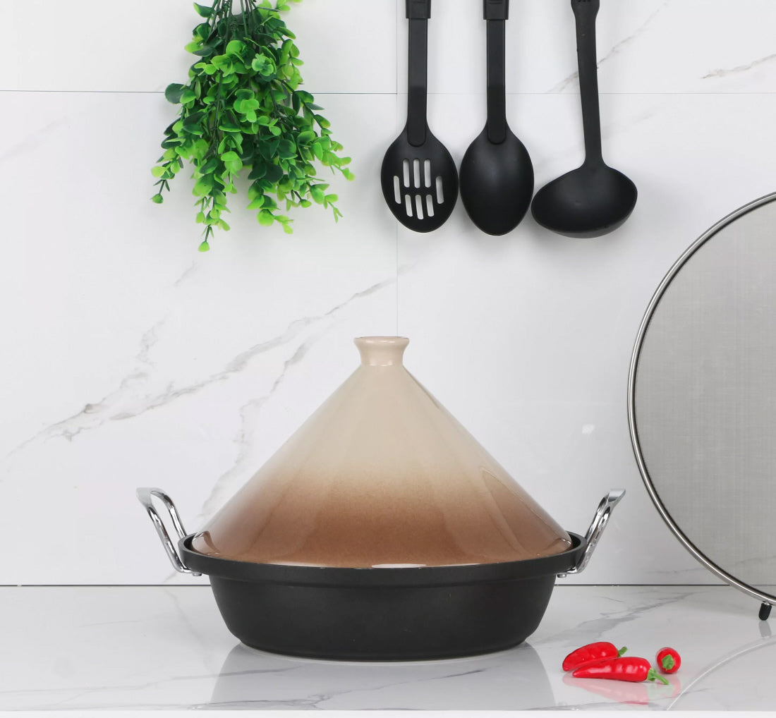 CUILINA | Earthenware and cast aluminium induction tagine | Handles | Suitable for 4-8 people - All heat sources | Ø 30cm