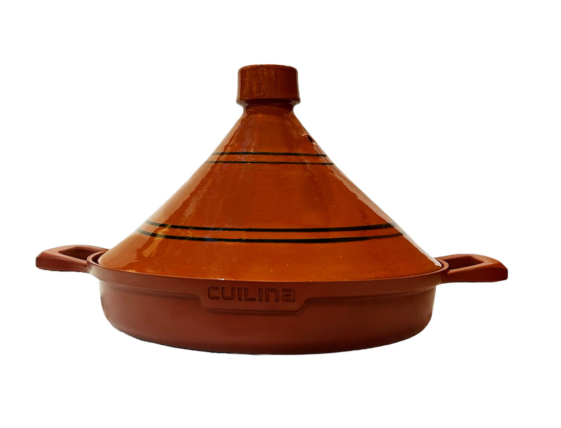Cuilina | Marokkanische Tajine Ø30 cm - Handgefertigter Keramikdeckel - Antihaftbeschichtet - Für alle Herdarten geeignet