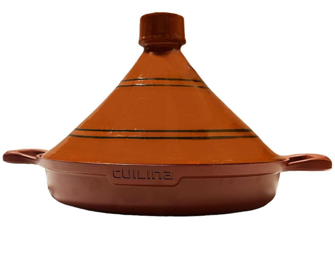 Cuilina | Marokkanische Tajine Ø30 cm - Handgefertigter Keramikdeckel - Antihaftbeschichtet - Für alle Herdarten geeignet