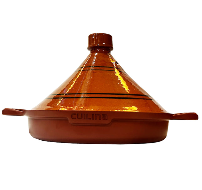 Cuilina | Tajine Maroc Ø30cm - Couvercle en céramique fait main - Antiadhésif - Compatible Tous Feux