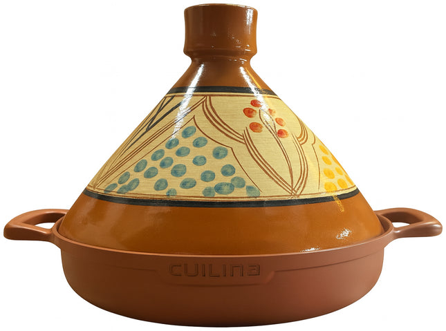 Tajine marocaine Cuilina Ø30cm – Couvercle en terre cuite fait main – Base en aluminium compatible toutes sources de chaleur