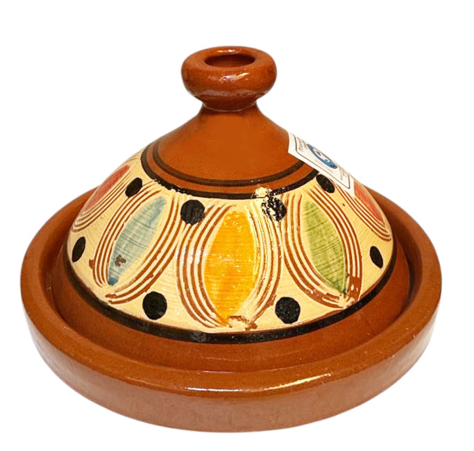 Handgemachte marokkanische Tajine Ø25 cm – Keramik – Traditionelles Design mit bunten Motiven