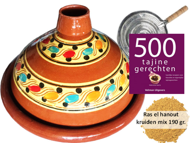 Pack ÉCONOMIQUE TAJINE 6 Pers., 190 g épices, livre de cuisine, diffuseur de chaleur