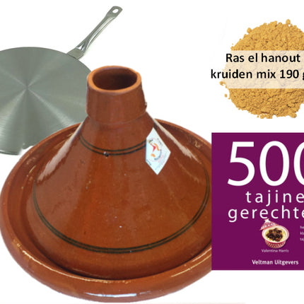 Tajine ensemble induction, tajine 4-6 personnes, 190 gr épices, livre de cuisine, adaptateur induction