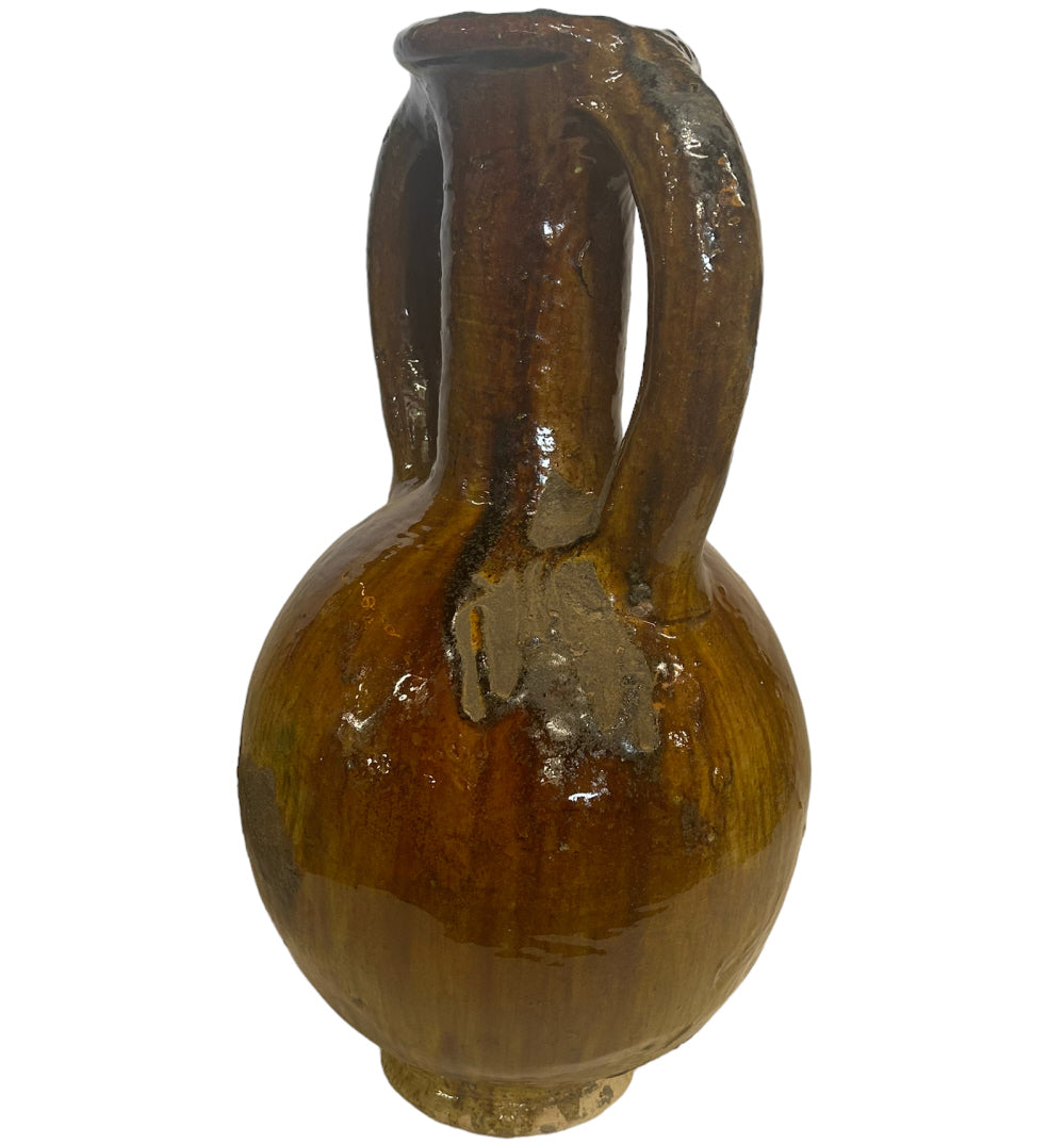Grand vase Tamegroute avec poignées jaune ocre