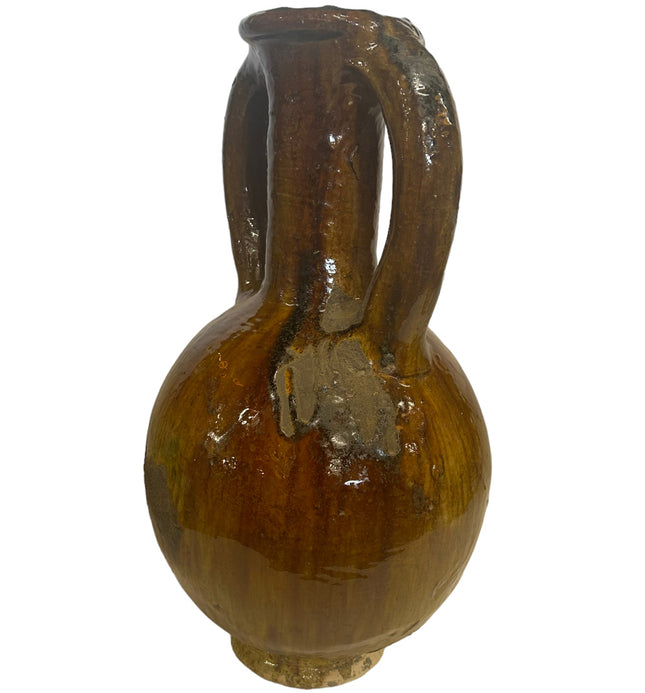 Grand vase Tamegroute avec poignées jaune ocre