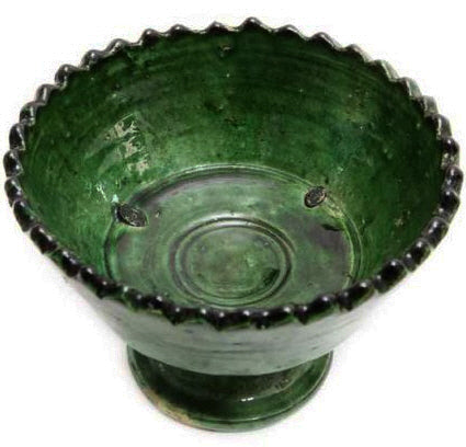 Tamegroute aardewerk schaal XL op poot – groen geglazuurd, handgemaakt, Ø 28 cm – foto 2