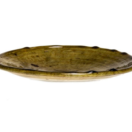 Plat en poterie Tamegroute - jaune ocre Ø30 cm