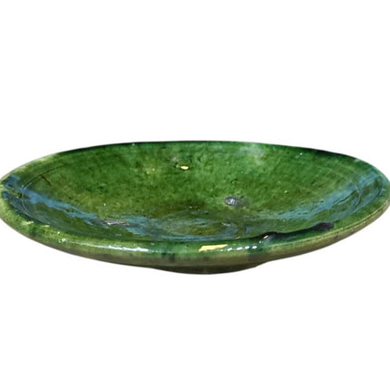 Plat Tamergroute Ø23 cm – Plat en poterie verte fait main du Maroc