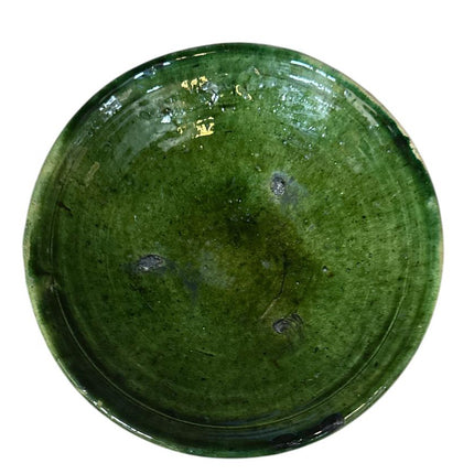 Plat Tamergroute Ø23 cm – Plat en poterie verte fait main du Maroc