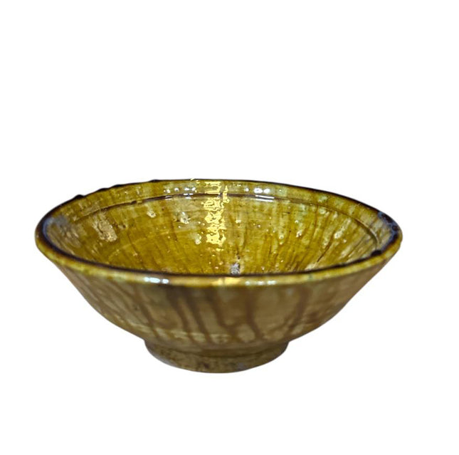 Bol Tamergroute Ø20 cm – Poterie Faite à la Main – Glaçure Jaune-Marron du Maroc