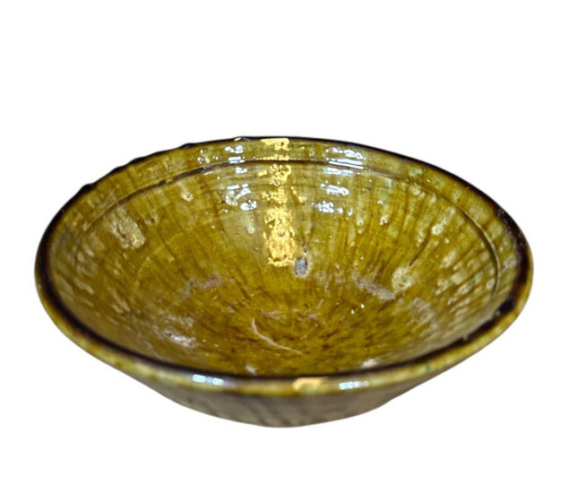 Bol Tamergroute Ø20 cm – Poterie Faite à la Main – Glaçure Jaune-Marron du Maroc
