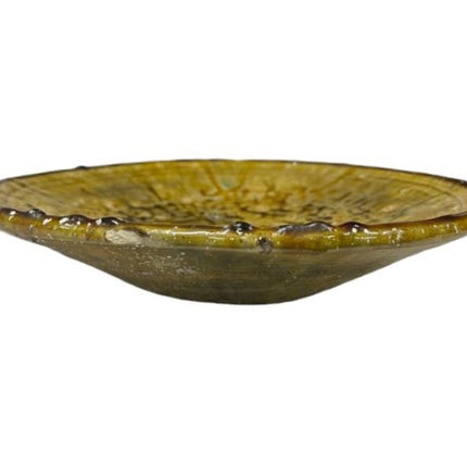 Plat en poterie Tamegroute - jaune ocre Ø30 cm