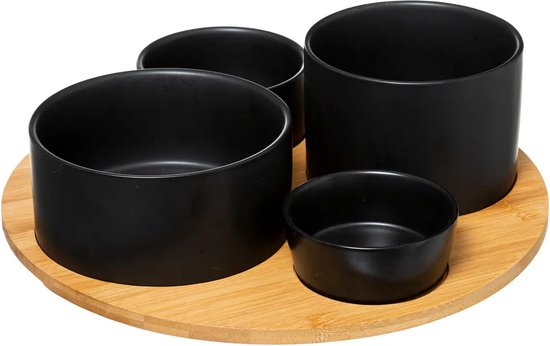 Plat à tapas / set apéritif bois / noir. 33cm