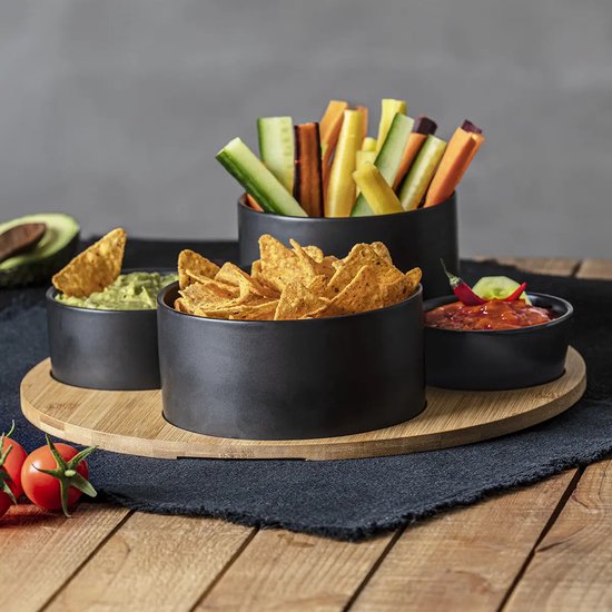 Plat à tapas / set apéritif bois / noir. 33cm