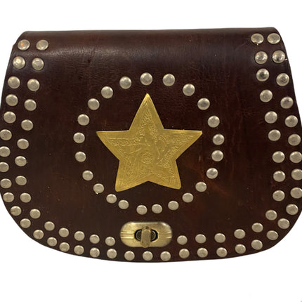 Sac en cuir marocain étoile marron foncé