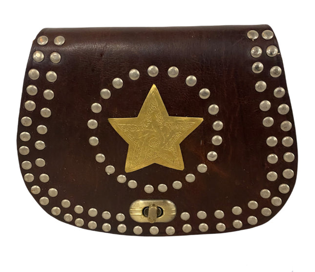 Sac en cuir marocain étoile marron foncé