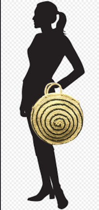Grand sac rond en rotin de paille avec paillettes