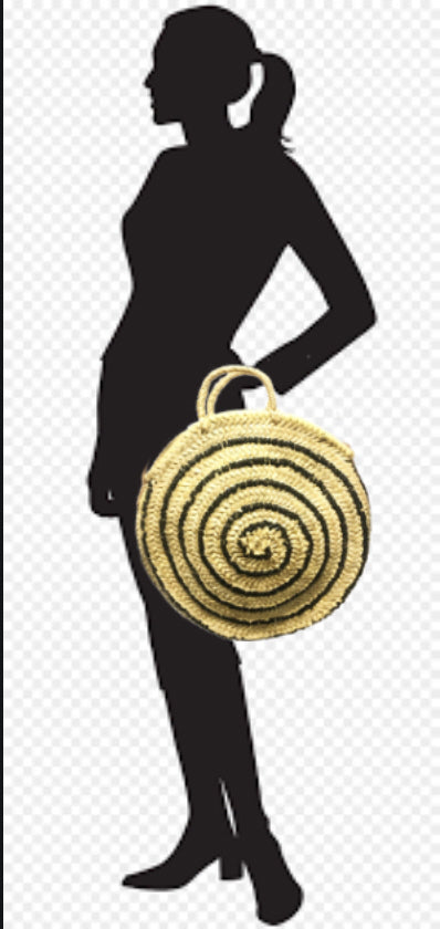 Grand sac rond en rotin de paille avec paillettes