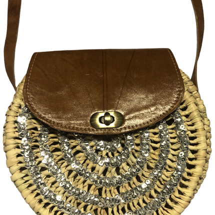 Sac en raphia à paillettes argentées