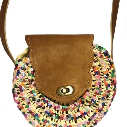 Sac en raphia multicolore à paillettes