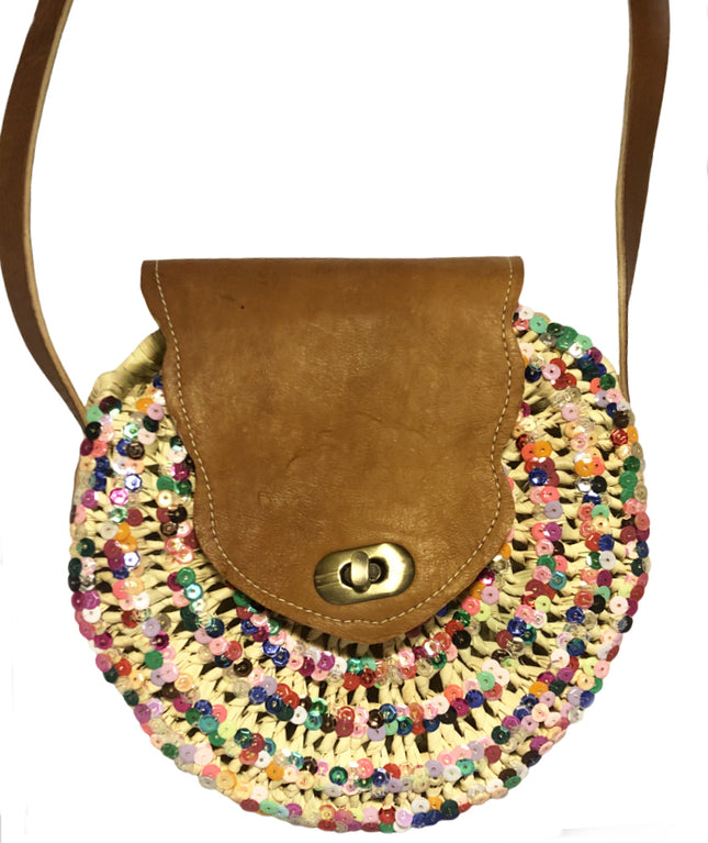 Sac en raphia multicolore à paillettes