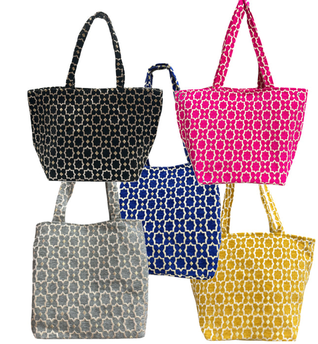Cabas XL marocain fait main en velours avec des touches dorées - Sac fourre-tout