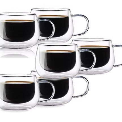 Lot de 6 verres double paroi en borosilicate - 160 ml