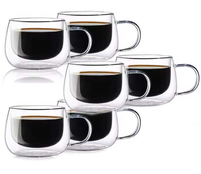 Lot de 6 verres double paroi en borosilicate - 160 ml