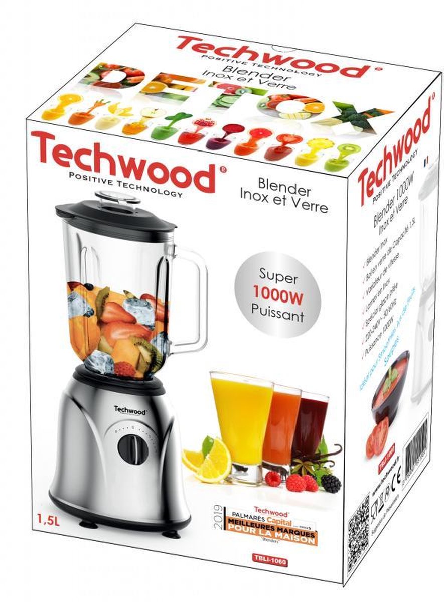 Techwood - Standmixer - Edelstahl - 1,5 L - 1000 Watt