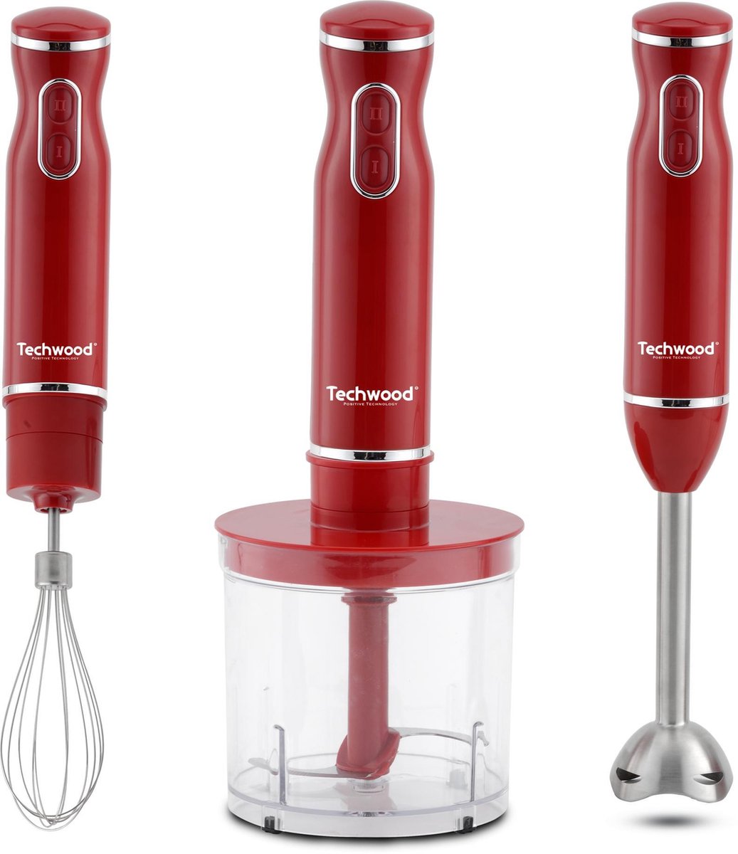 Techwood - Hand blender set - 3-in-1 - red