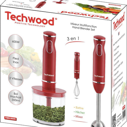 Techwood - Mixeur plongeant - 3-en-1 - rouge