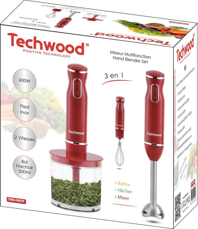 Techwood - Mixeur plongeant - 3-en-1 - rouge