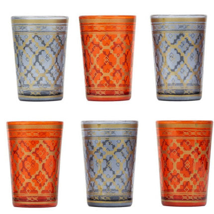 Verres à thé marocains avec motifs, lot de 6