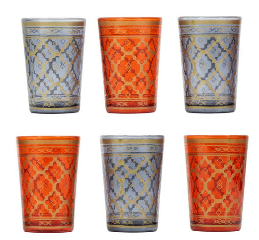 Marokkaanse theeglazen met patronen set van 6